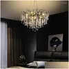 Lampes suspendues Lustres en cristal américain Noir/Or/Chorme Plafonnier pour Salon Décoration Table à manger Ovale Grande Lumière D Dhmiy