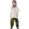 Stage Wear 2024 Children Jazz Modern Dance Costumes For Girls White T-Shirts Cargo Pants Streetwear Boys Hip Hop Rave Clothes DN16078