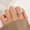 Bagues de cluster Rose Zircon Princesse Bague Pour Femmes Mode Or Argent Couleur Swan Lake Joint Tendance Mignon Partie De Mariage Fille Bijoux Cadeaux