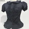 Japanse Gothic Lolita Stijl Shirts Vrouwen Vintage Elegante Afneembare Lange Mouwen Blouses Victoriaanse Peter Pan Kraag Slanke Tops 240202