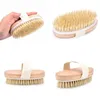 Brosses de bain Éponges Épurateurs Stock Brosse de bain Poils naturels doux Le spa Peau sèche sans poignée Douche en bois Corps exfoliant Otqmx