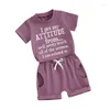 Zestawy odzieży WZTYYDS Toddler Baby Girl Summer Ubrania 6 12 18 24 miesiące 3T Letter Drukuj T-shirty