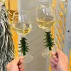 Bicchieri da vino Figura dell'albero di Natale all'interno della tazza Tazza di vetro personalizzata per bere per feste-banchetti 87HA