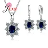 Necklace Earrings Set Charm 925 Silver Needle Jewelry Joyas Gift AAA Cubic Zircon Oval Stone Crystal For Women Pendant SW