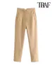 TRAF Damesmode met zakken Casual basic effen broek Vintage hoge taille Rits Vrouwelijke enkelbroek Pantalones Mujer 240202