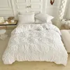 High End Threedimensional Pinch Pleated Duvet Cover Set Queen Solid Color Single Double Bedding Quilt and Pillowcase 240131