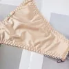 Women's Panties Underwear Sweet Solid Color Sports For Girl Low-waist Thin Belt Women Thong Satin Briefs Bow Female Lingerie