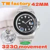 TW + Factory 42mm 3235 mouvement 72 heures de puissance tout en alliage de titane étanche montre pour hommes qui brille dans le noir de la plus haute qualité