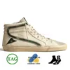 Övre silverguld handgjorda midbollstjärna Italien varumärke Slide kalvskinn flash designer glitter skor vintage plattform lyx tränare läder casual sneakers