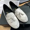 Marca francesa Women Tassel Designer Loafers clásico de doble letra de moda