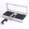 6 12 GRID CARD SLOT Titta på Safe Exhibition Box Smycken Watches Aluminium Alloy Storage Case Transparent Stand Displa 240119