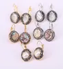 10 paires ZYZ1779951 boucles d'oreilles en perles de coquille naturelle cristal strass pavé couleur or argent crochet boucles d'oreilles pendantes C181227912856