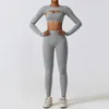 Sportswear conjunto de yoga das mulheres roupas de treino atlético wear esportes ginásio legging sem costura sutiã de fitness colheita superior manga longa yoga terno 240124