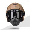 Motorcykelhjälmar PU -läder Öppet ansikte för Dot Appd Kvinnor och män Cruise Scooter Hjälm med Goggle Mask S M L XL XXL Drop Delivery Dhehl