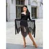 Stage Wear Latin Dance Skirt Tassel Hip Scarf Half Length Adult Exercise Suit Sexy Lace Ballet Dress