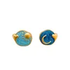 Ohrstecker, blaue, asymmetrische Retro-Ohrringe mit Sonnen-, Mond- und Herzdesign