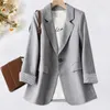 Women's Suits Women Fall Spring Suit Coat Formal Business Style Solid Color Single Button Long Sleeve Lapel Pockets Striped Cuff Slim Fit OL