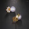 Stud Earrings Emmaya Fashion Style 3 Color Cute Geometric Statement For Women Crystal Beads Pearl Jewelry Accessories