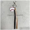 Party Favor Sports Ball Pompon Porte-clés Creative Baseball Basketball Football Pendentif En Cuir Lage Décoration Porte-clés Drop Livrer Dhkee