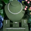 4PCS romantyczny błyszczący sześcienne cyrkonia nigeryjska luksus Symulowany Pearl Bridal Wedding Party Biżuteria do narzeczonych N-134 240202