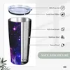 Tumblers Purple Galaxy Space Tumbler en acier inoxydable Mystery Beach Tasse à café avec pailles et couvercle 20oz Tasses de voiture Bouteille d'eau de boisson froide