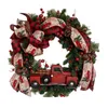 Flores decorativas natal grinalda artificial vermelho decoração do carro porta da frente pendurado folhas verdes para escritório varanda janela casamento ao ar livre