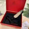 10A high quality brand real leather womens shoes Red shiny sole pointed black high heels slim flat low and 8cm 10cm 12cm sexy wedding shoes 35-43 size whit box