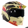 Motorcycle Helmets Modar 3/4 Open Face Vintage Dirt Bike Cascos Fl Helmet Personality Off Road Changeable Chin Para Moto Dot Ece Drop Otsbf