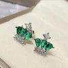 Stud Earrings Versa Compact And Delicate Style Imitation Tanzanite Blue Crown Gold Plated Emerald Light Luxury Accessory