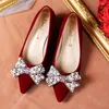 Dress Shoes 3cm Heels Chunky Sandals Bow Pumps Slip On Pointed Wedge Lace-Up 2024 Clogs For Women 5cm Block Beige Fashion