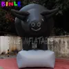 6ml (20ft) Blower toptan özel yapımı reklam, büyük siyah renk şişirilebilir domuz balonları mağaza açılış için logo ile