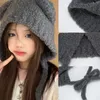 Bérets hiver Harajuku Y2k bonnets tricotés chapeau femmes à lacets chaud épais Hip Hop Skullcap court unisexe basique casquette Bomber