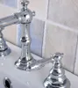 Robinets de lavabo de salle de bains en laiton chromé poli, robinet de lavabo monté sur le pont, robinet mitigeur de vanité répandu, trois trous/deux poignées Anf531