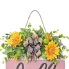 Decorative Flowers Rustic Welcome Sign Wall Door Hanging Wreath Home Outdoor Indoor Decor