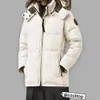 Nouveau Femmes Parka Gooses Plume Canadien Designer Goose Hiver Doudoune Hommes Fourrure Sur Manteau Chapeau Thermique Détachable Noeud D'épaule Rouge Noir Blanc Bleu Foncé