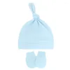 Hair Accessories 2 Pcs Baby Anti Scratching Gloves Hat Set Soft Cotton Comfy No Scratch Mitt