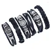 Charm Bracelets Fashion Multi-layer Leather Bracelet Set Vintage Skull Star Metal PU Jewelry Wholesale For Men Women