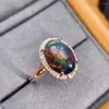 Cluster Rings Elegant Ring Arrival Top Grade Natural And Real Black Opal 925 Sterling Silver Female Anniversary