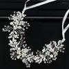 Hair Clips Handmade Crystal Flower Leaf Vine Headpiece Rose Gold Color Pearl Wedding Headband For Women Accessories