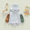 Rompers 2024-09-23 Lioraitiin 0-18M Infant Baby Boys Girls Bodysuit Long Sleeve Hooded Contrast Color For Casual Daily