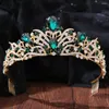Hårklipp diezi barock lyx drottning grön kristall krona brud tiara bröllop kvinnor koreanska prinsessan huvudstycke smycken tillbehör