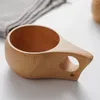 マグ160mlティーカップ滑らかな表面穴デザインミルクコーヒーキャンプ用の日本風の木製マグカップを飲む