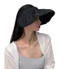 Berets Chapéu de Proteção UV Portátil Dobrável Aba Larga Sun Elegante Dual-Use Headband para Mulheres Praia com Viseira Superior Vazia