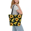 Shopping Bags Recycling Sunflowers Bag Women Canvas Shoulder Tote Portable Flowers Floral Groceries Shopper