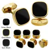 Hawson manschettknappar och dubbar för Menfashion Black Stone Cufflinks och Tuxedo Shirt Studs Set-Party for Men Accessories Gift 240124