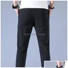 Men'S Pants Mens Golf Trousers Quick Drying Long Comfortable Leisure With Pockets Stretch Relax Fit Breathable Zipper Design Drop De Dhfde