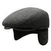 Chapeau chaud pour hommes béret d'hiver Tweed chapeau de papa en laine épaissie oreillette Protection des oreilles coupe-vent résistant au froid casquette de camionneur pêche 240127