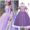 Vestidos da menina meninas cosplay vestir-se crianças halloween d fantasia princesa traje crianças aniversário carnaval disfarce roupas 4 6 7 8 10 dhaq3