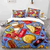 Set di biancheria da letto Copripiumino americano Fast Food King Queen Set di biancheria da letto per pizza occidentale Cola per bambini Patatine fritte Cartoon 2/3 pezzi Copripiumino in poliestere