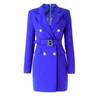 JUNI LIPPEN Topkwaliteit Vrouwen Blauw Wit Rood Groen Bruin OL Kantoor Blazer Jurk met Riem Lente Ontwerp Luxe Knoppen 240127